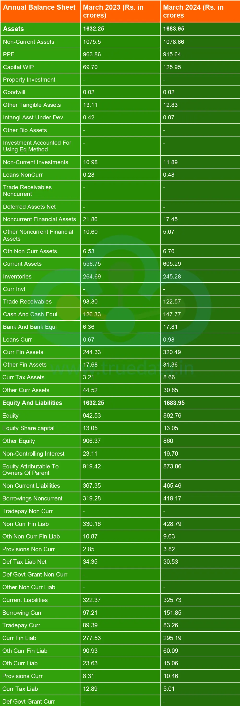 Balance Sheet of Borosil Renewables Limited as on March 2023 and March 2024