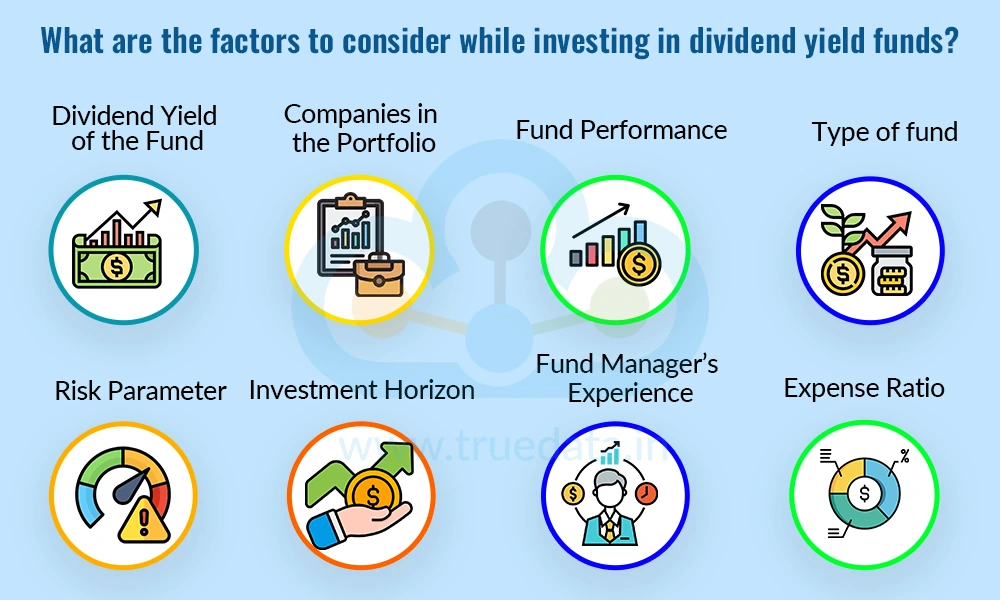 What are the factors to consider while investing in dividend yield funds
