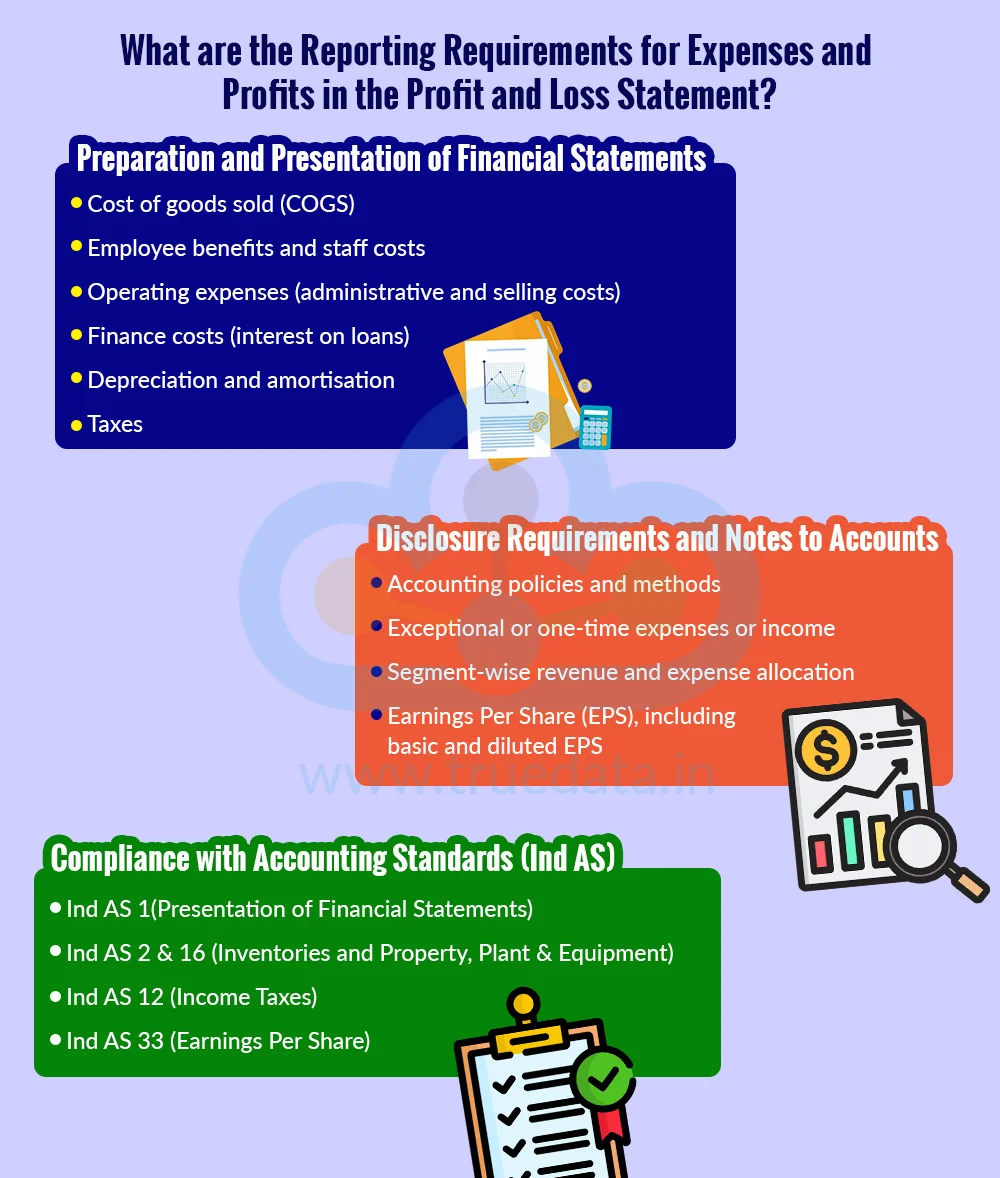 What are the Reporting Requirements for Expenses and Profits in the Profit and Loss Statement